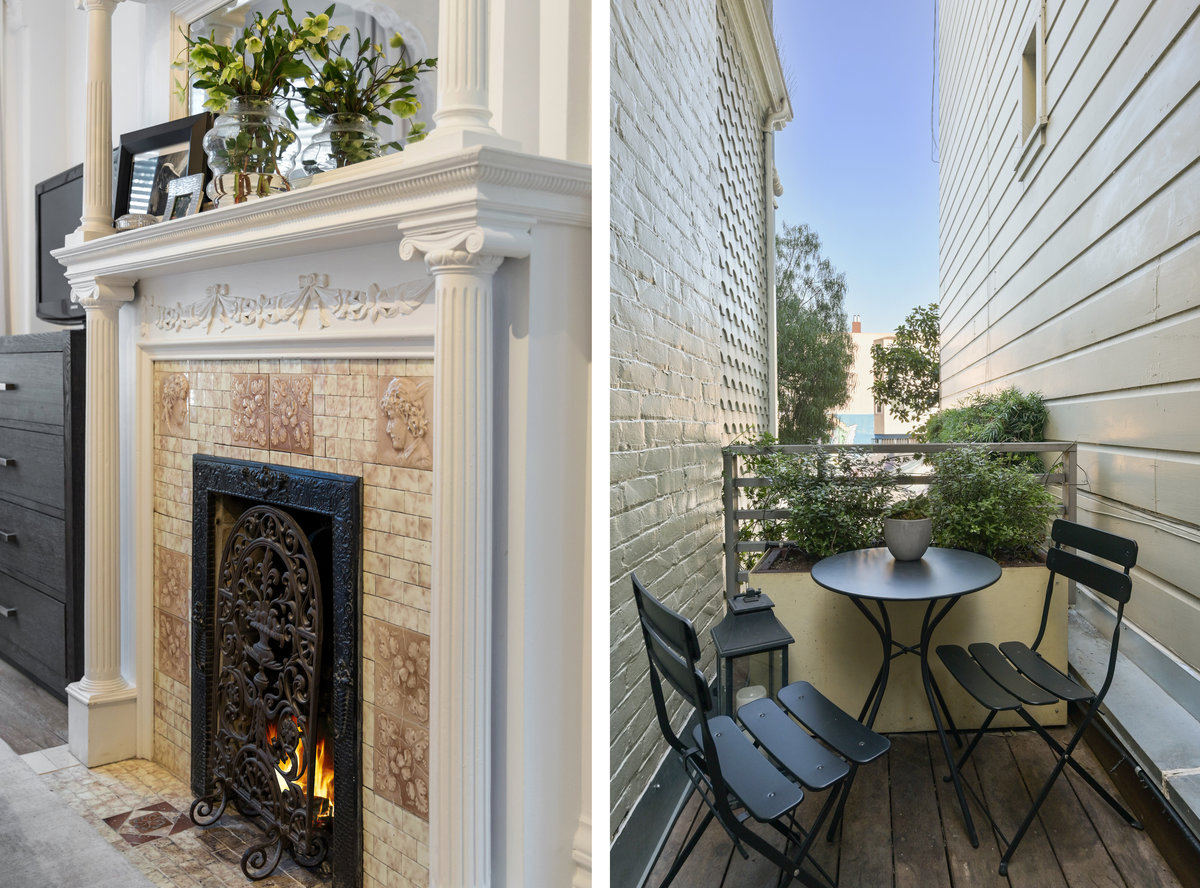 Primary fireplace and patio