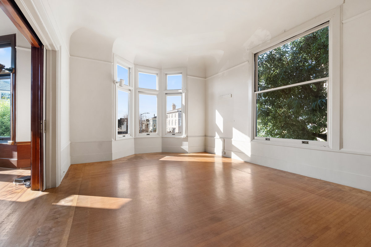 Northern portion of living room with western & northern exposure