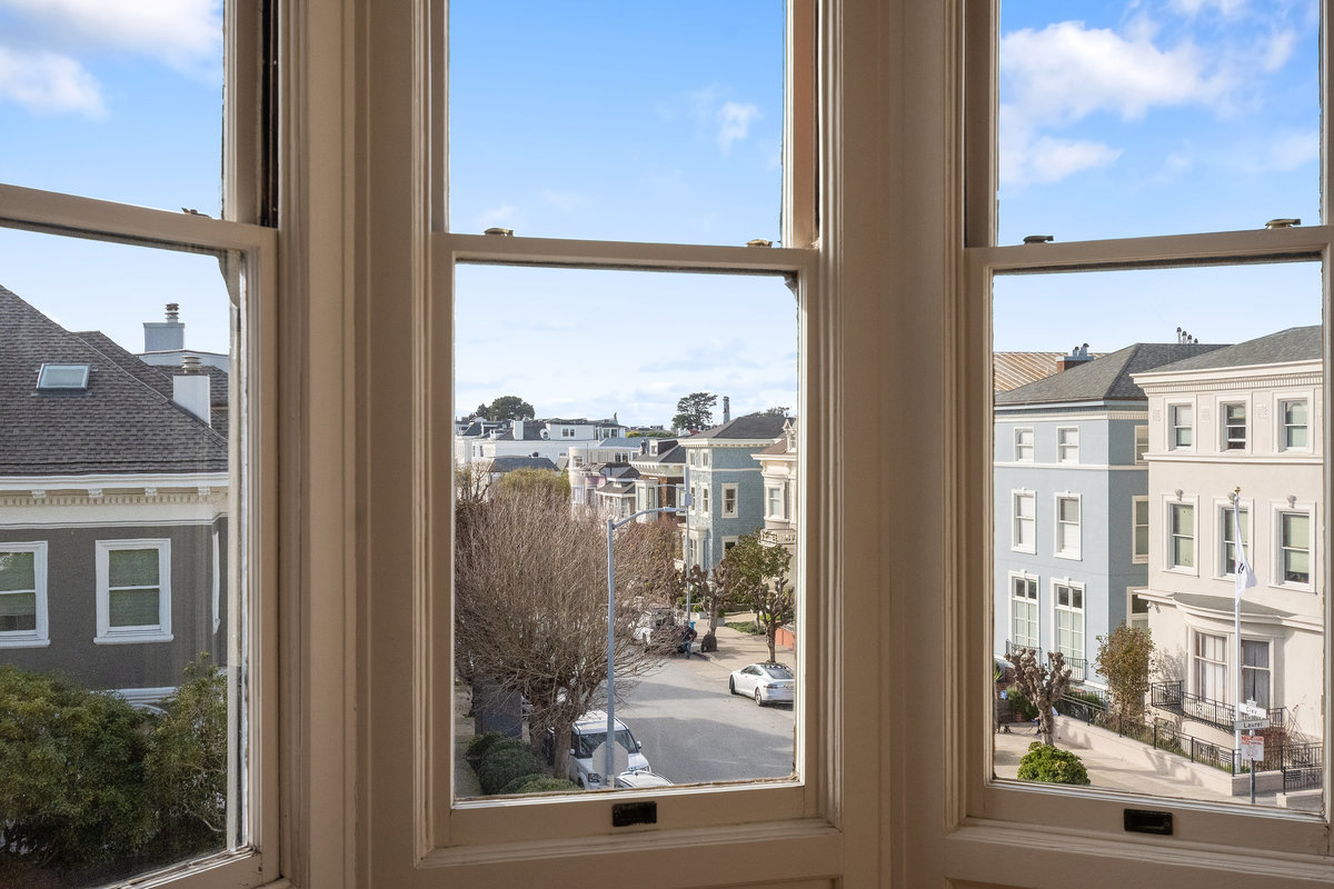 View to west from primary suite bay window