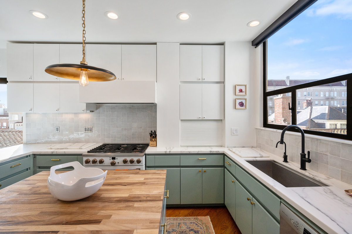 North and west windows provide neighborhood outlooks