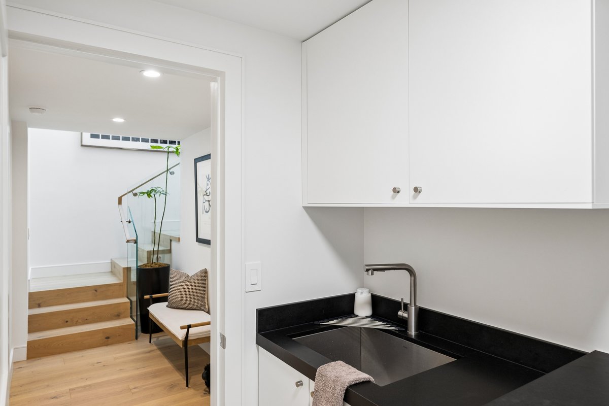 Lower level laundry room sink area
